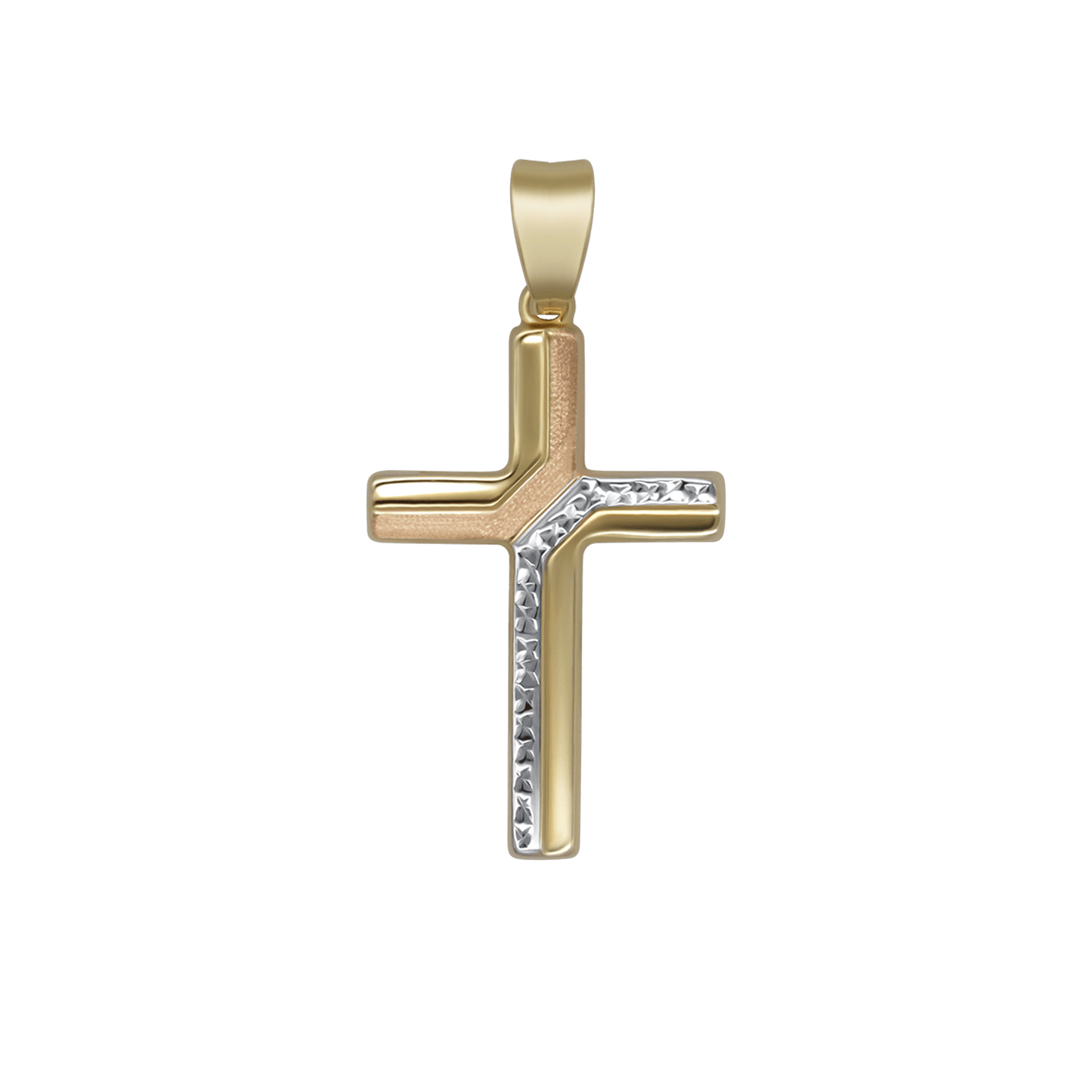 PENDENTIF CROIX - BICOLOR OR