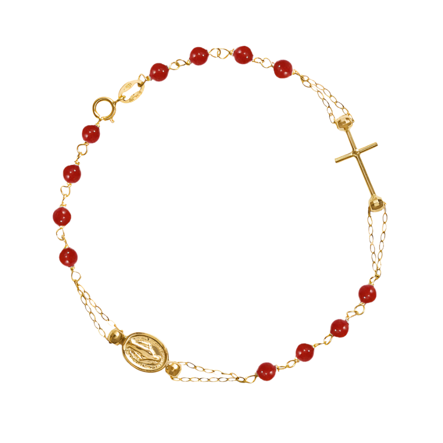 MIRACULOUS ET CROIX - CORAL BRACELET CHAPELET - OR
