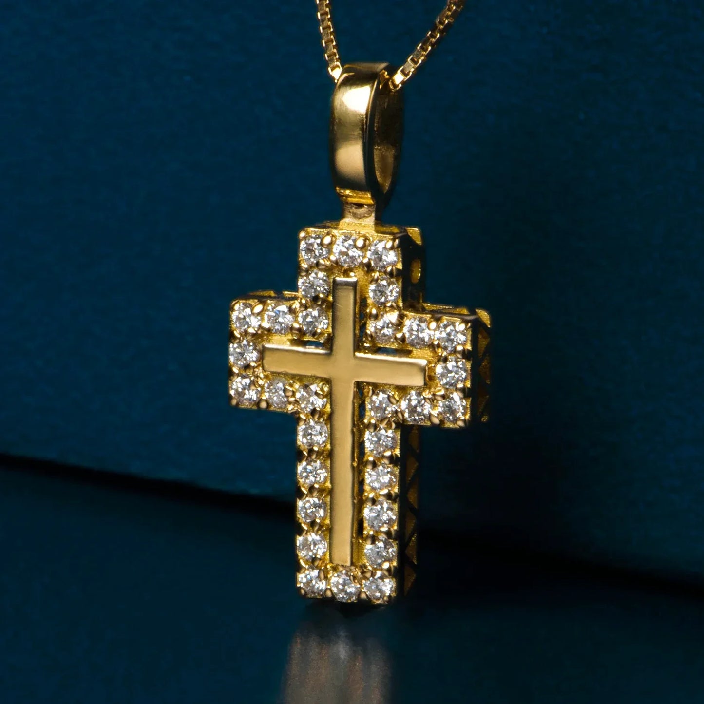 COLLIER CROIX - DIAMONDS ET OR