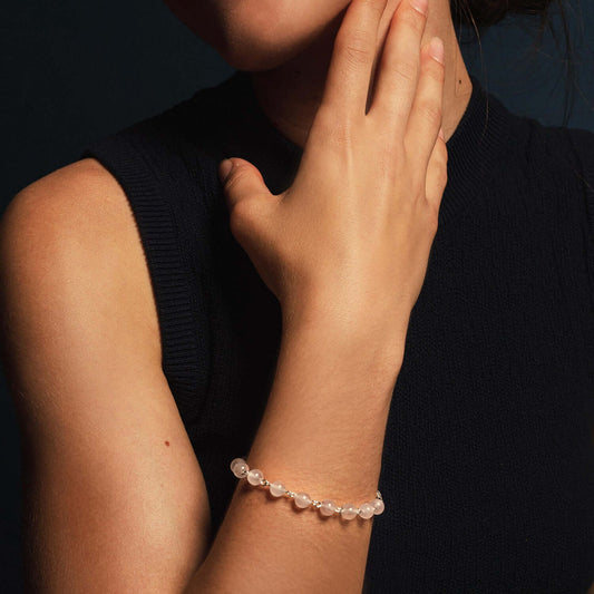 BRACELET CHAPELET - PINK QUARTZ - ARGENT