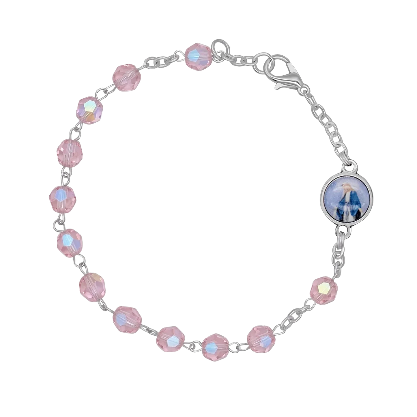 PINK CRYSTAL BRACELET CHAPELET - METAL