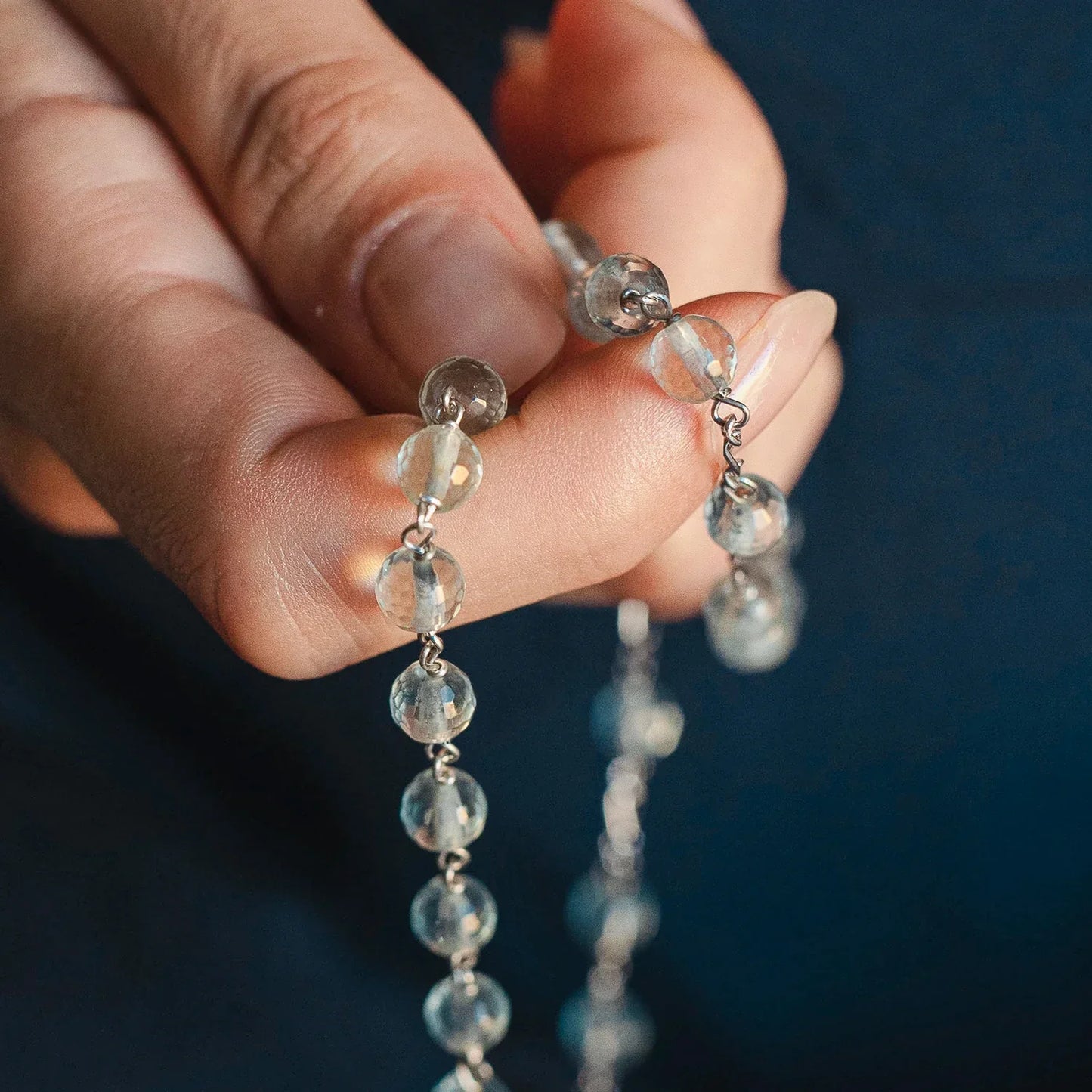 AQUAMARINE CHAPELET - ARGENT