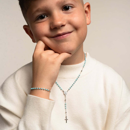 BABY BRACELET CHAPELET - ARGENT - BLUE