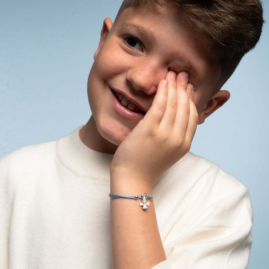 BABY BRACELET - BLUE CORD - ARGENT