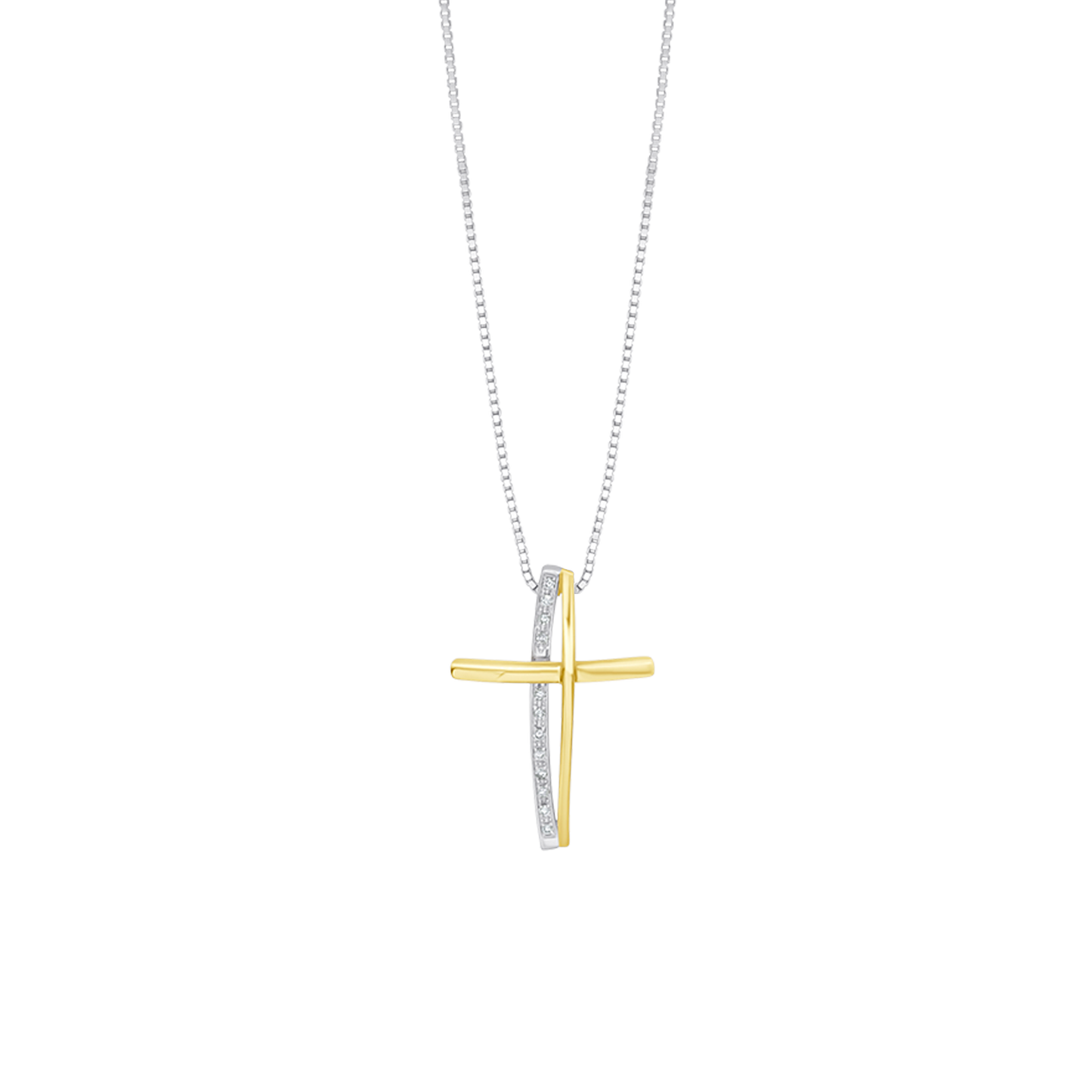 COLLIER CROIX - DIAMONDS ET OR