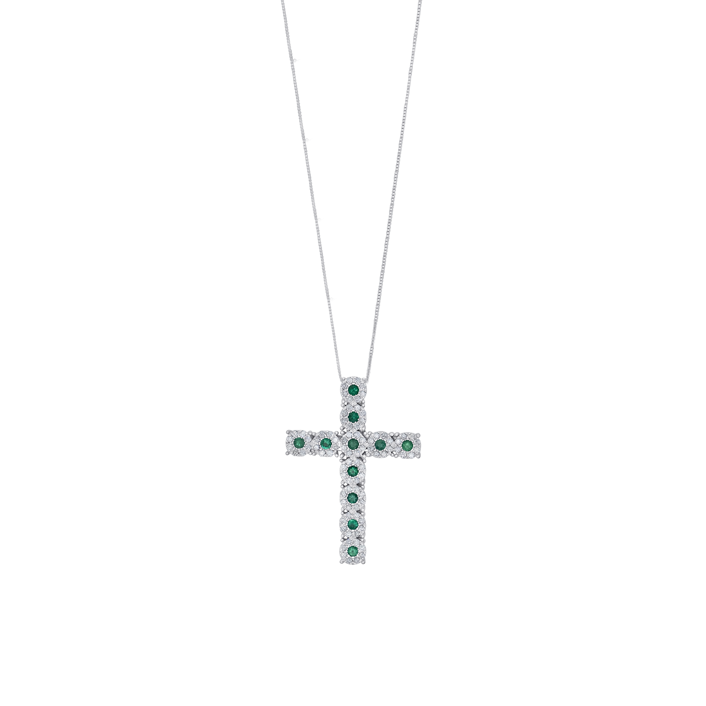 CROIX DIAMONDS COLLIER - EMERALD ET BLANC OR