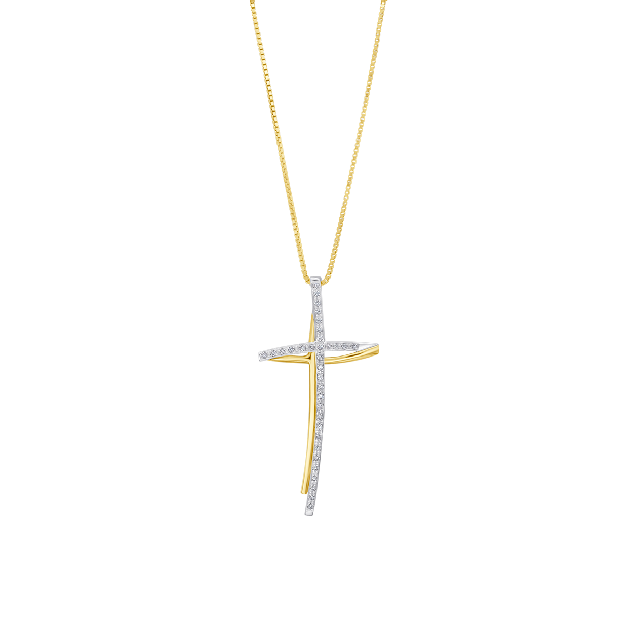 COLLIER CROIX - DIAMONDS ET OR
