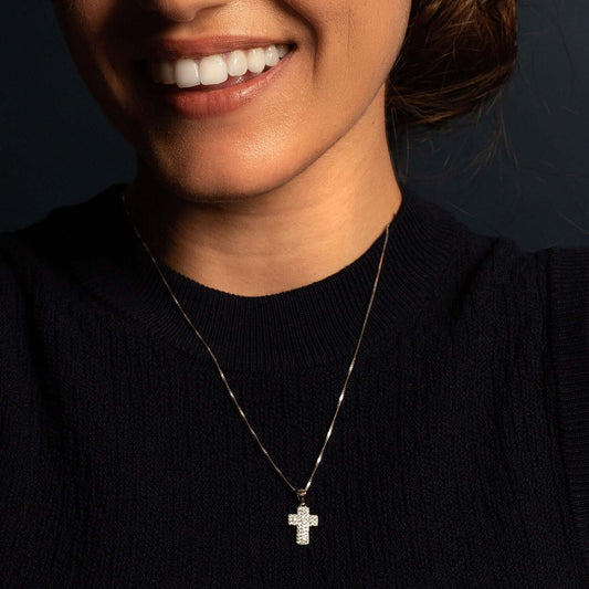 PENDENTIF CROIX - ARGENT ET PAVÉ