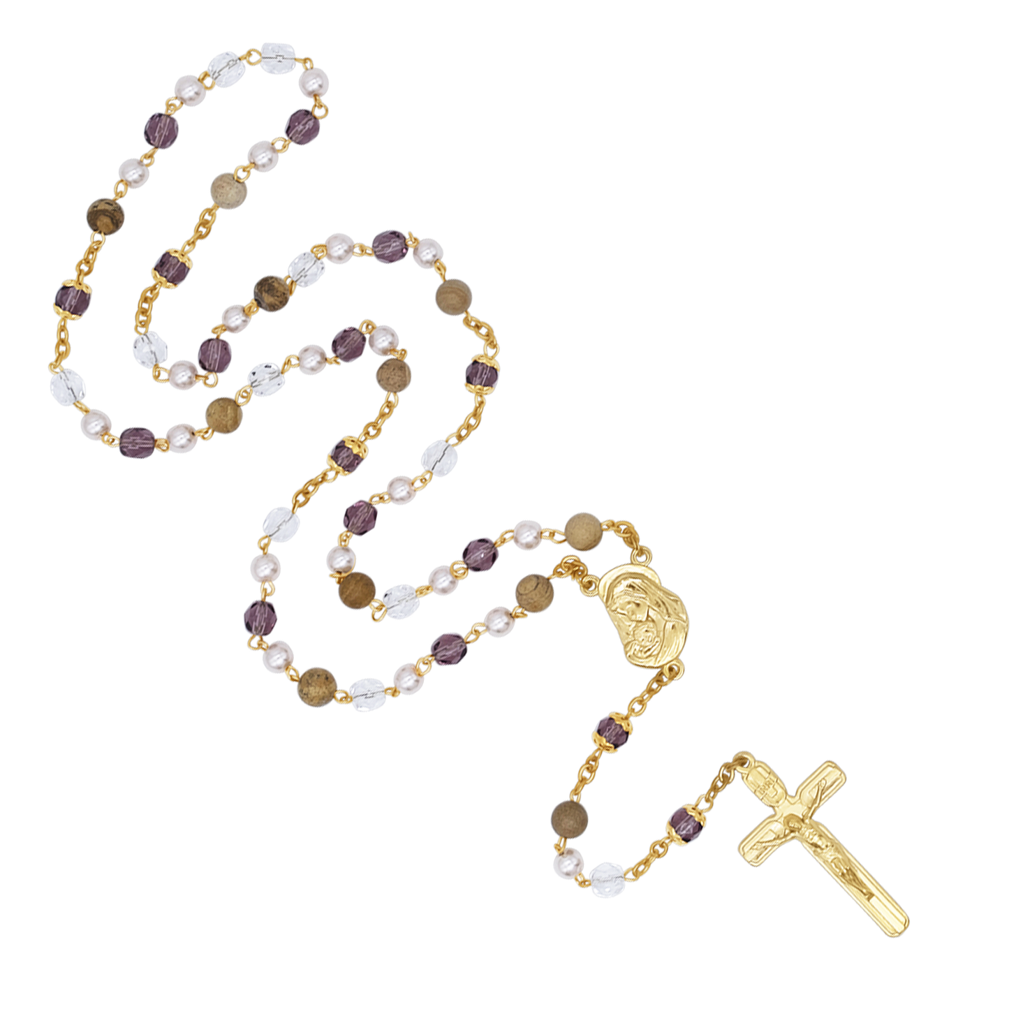 CRYSTALS ET STONES - CHAPELET - GOLDEN METAL