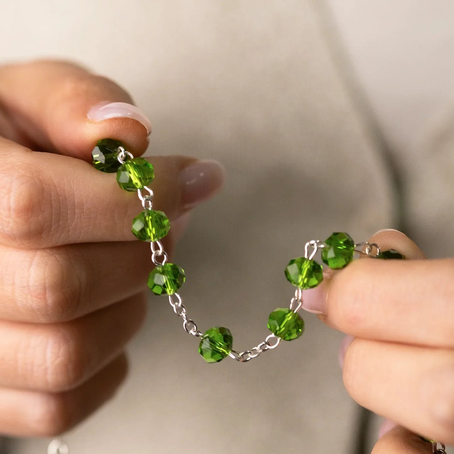 GREEN CRYSTAL CHAPELET - METAL