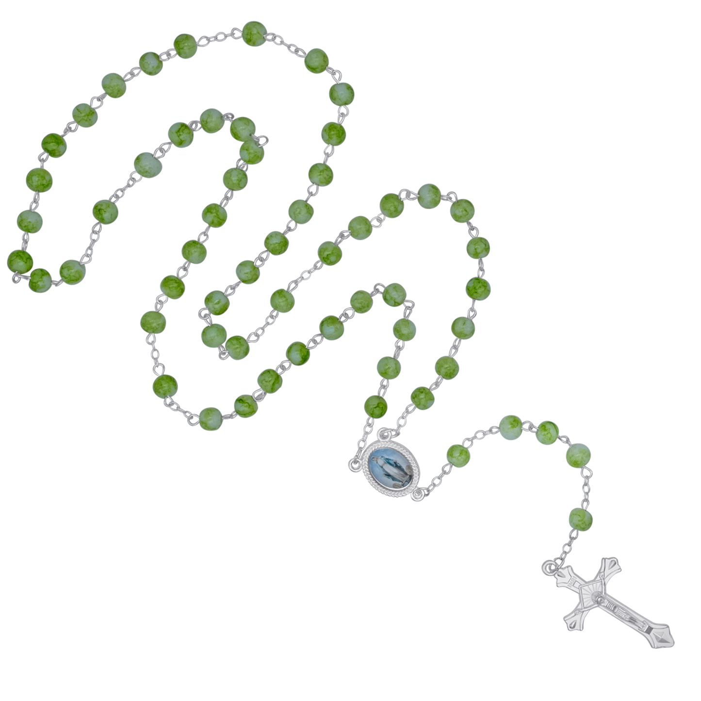 GREEN MARBLE CHAPELET - METAL
