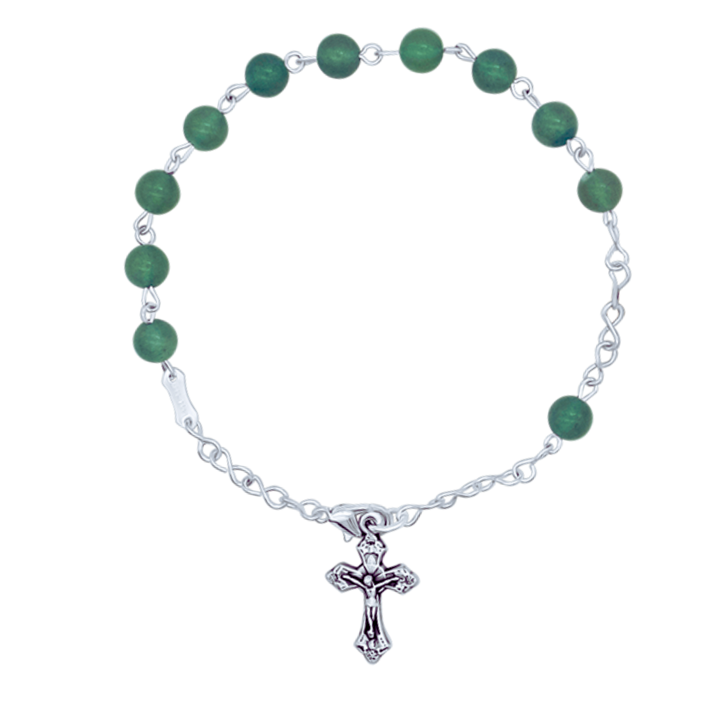 BRACELET CHAPELET GREEN STONES - METAL