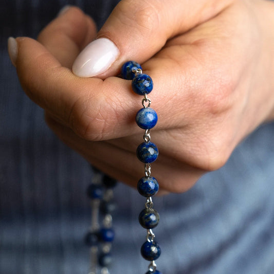 LAPIS LAZULI CHAPELET - ARGENT