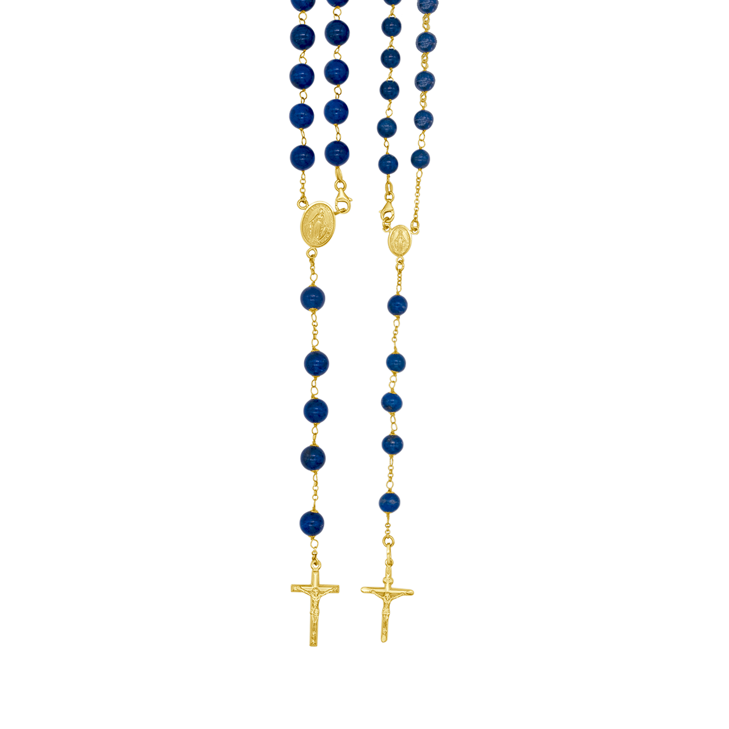 LAPIS LAZULI BEADS - CHAPELET - OR