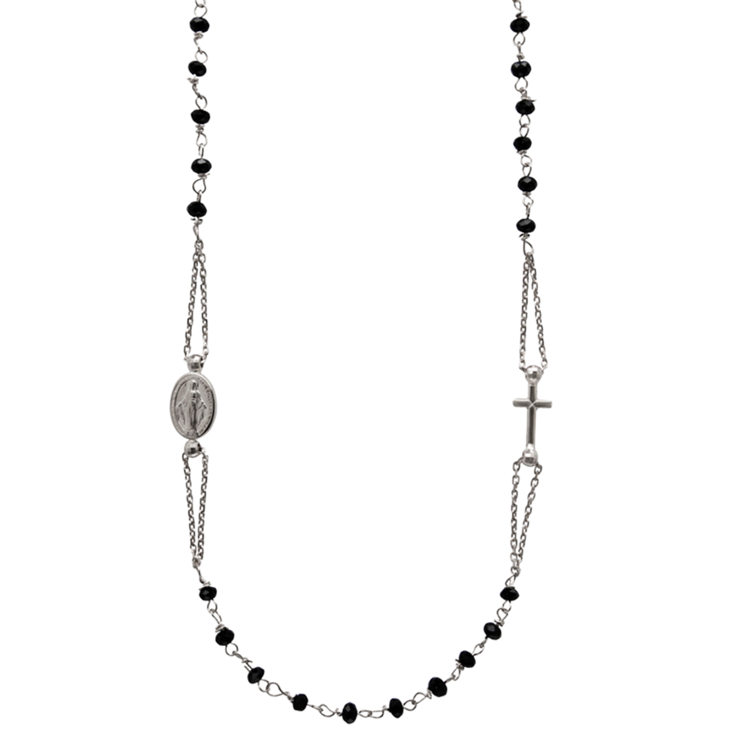 MIRACULOUS ET CROIX - CRYSTAL COLLIER - ARGENT