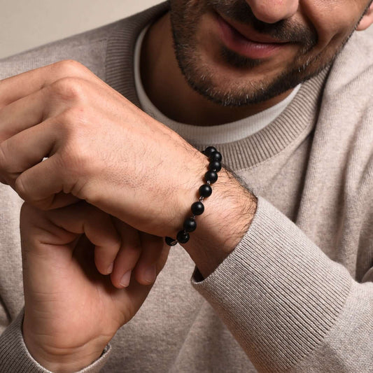 ONYX BRACELET CHAPELET - ARGENT