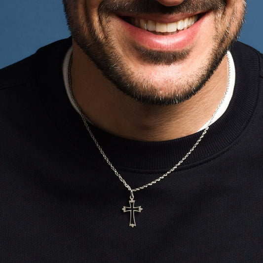OPEN-WORK PENDENTIF CROIX - ARGENT