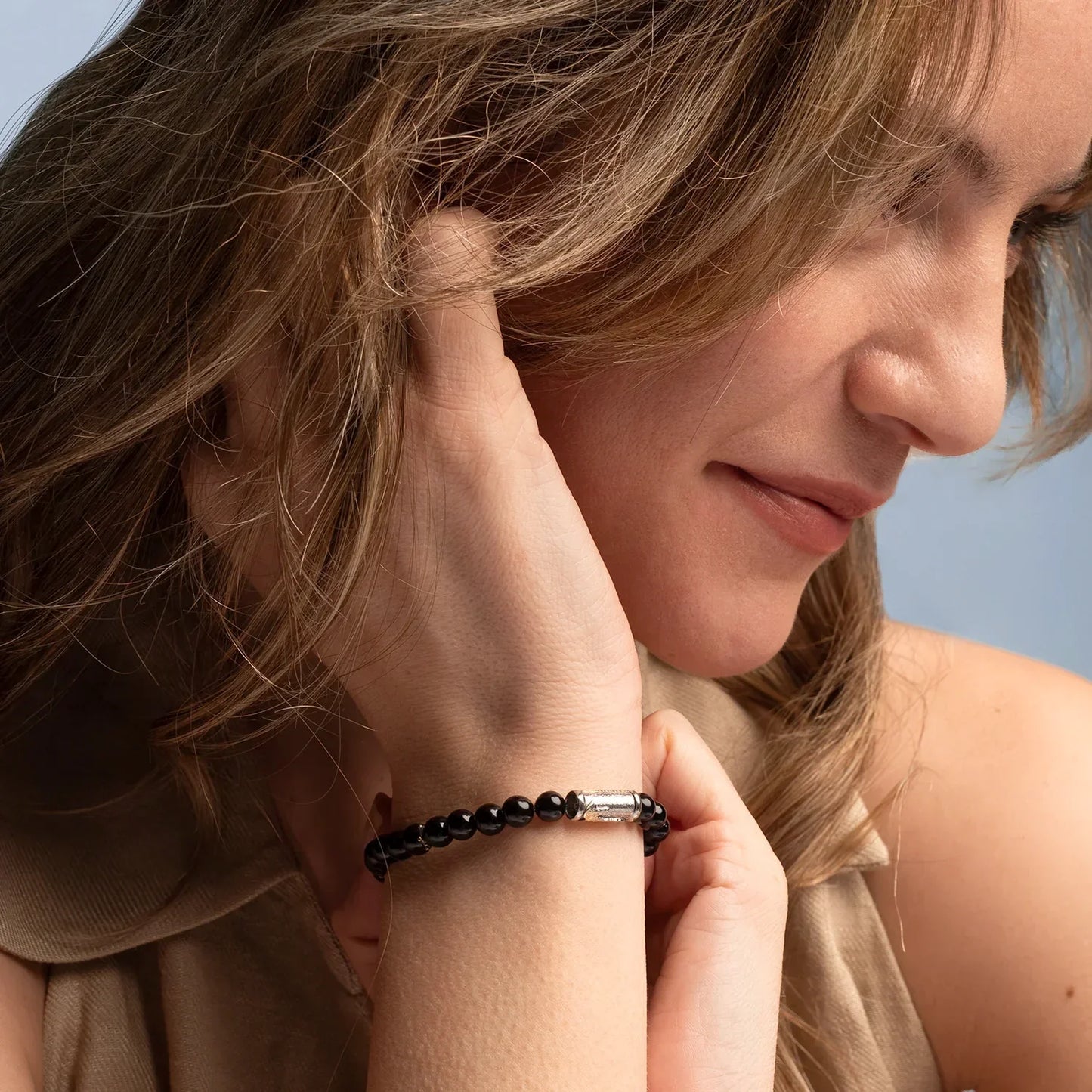 OUR LADY OF GRACE BRACELET - ONYX ET ARGENT