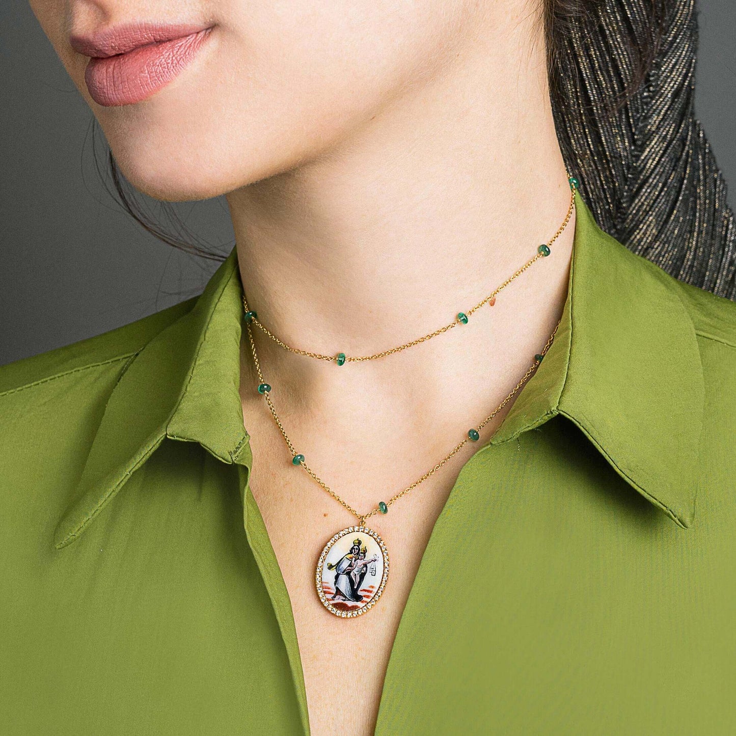 OUR LADY OF MOUNT CARMEL COLLIER - OR ET DIAMONDS