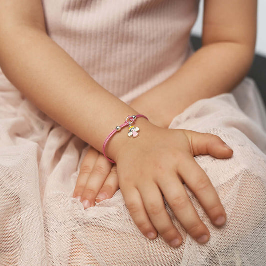 PINK BABY BRACELET - CORD - ARGENT