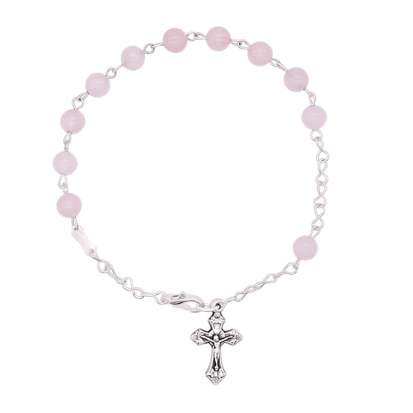 PINK QUARTZ BRACELET CHAPELET - METAL