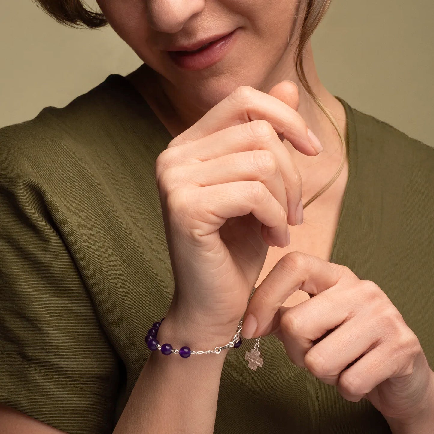 BRACELET CHAPELET AMETHYST - ARGENT