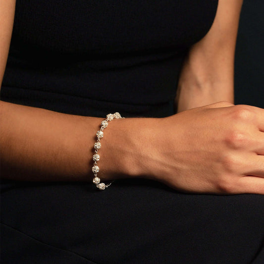 BRACELET CHAPELET - ARGENT ET STRASSBALL