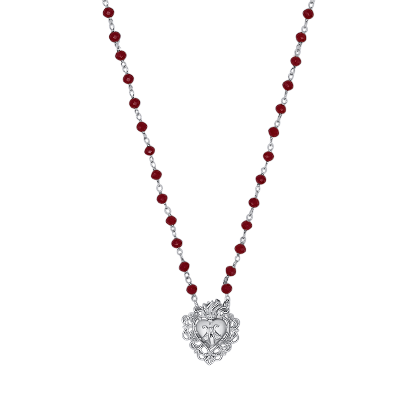 SACRÉ-CŒUR COLLIER - ARGENT ET RED CRYSTALS