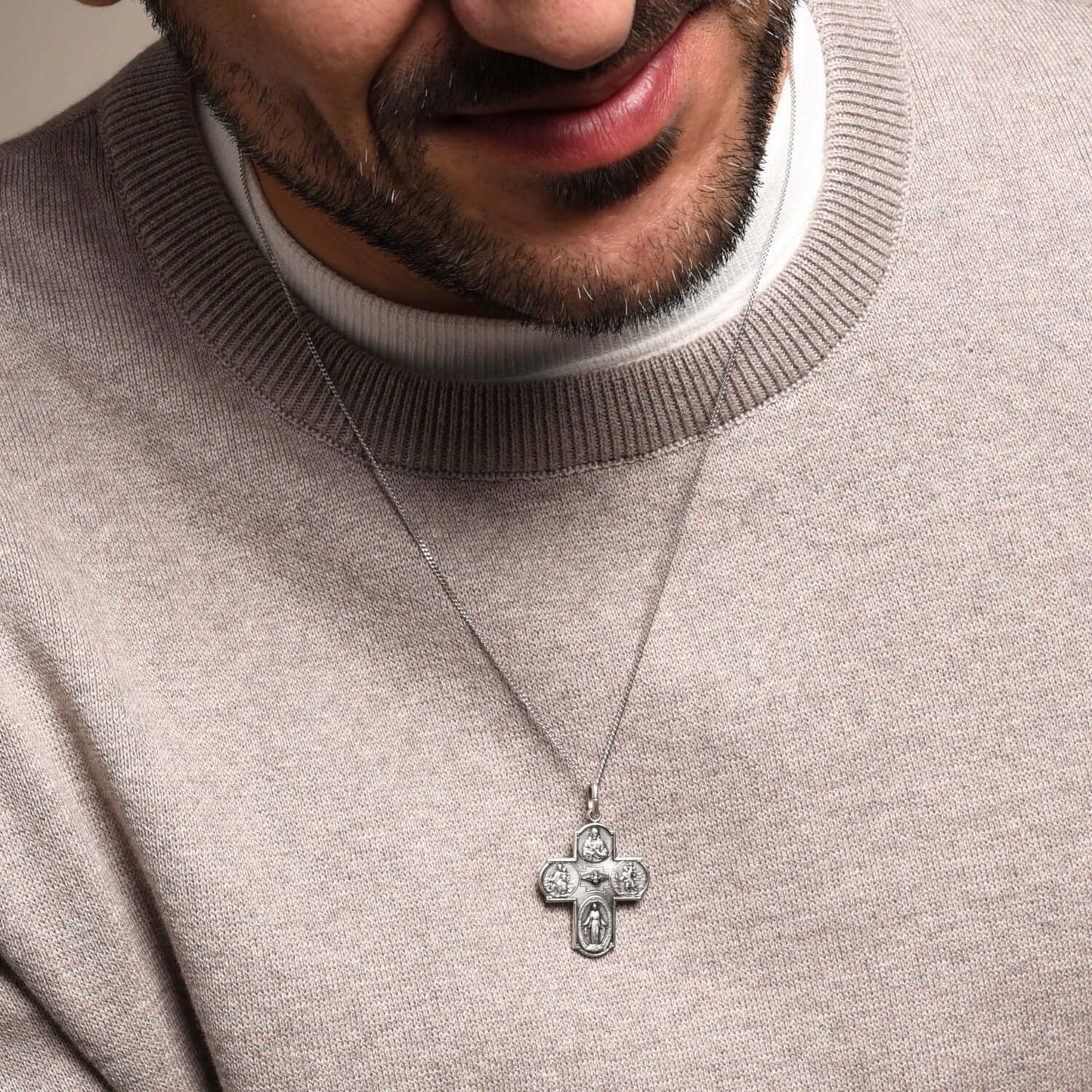 SCAPULAR - PENDENTIF CROIX - ARGENT