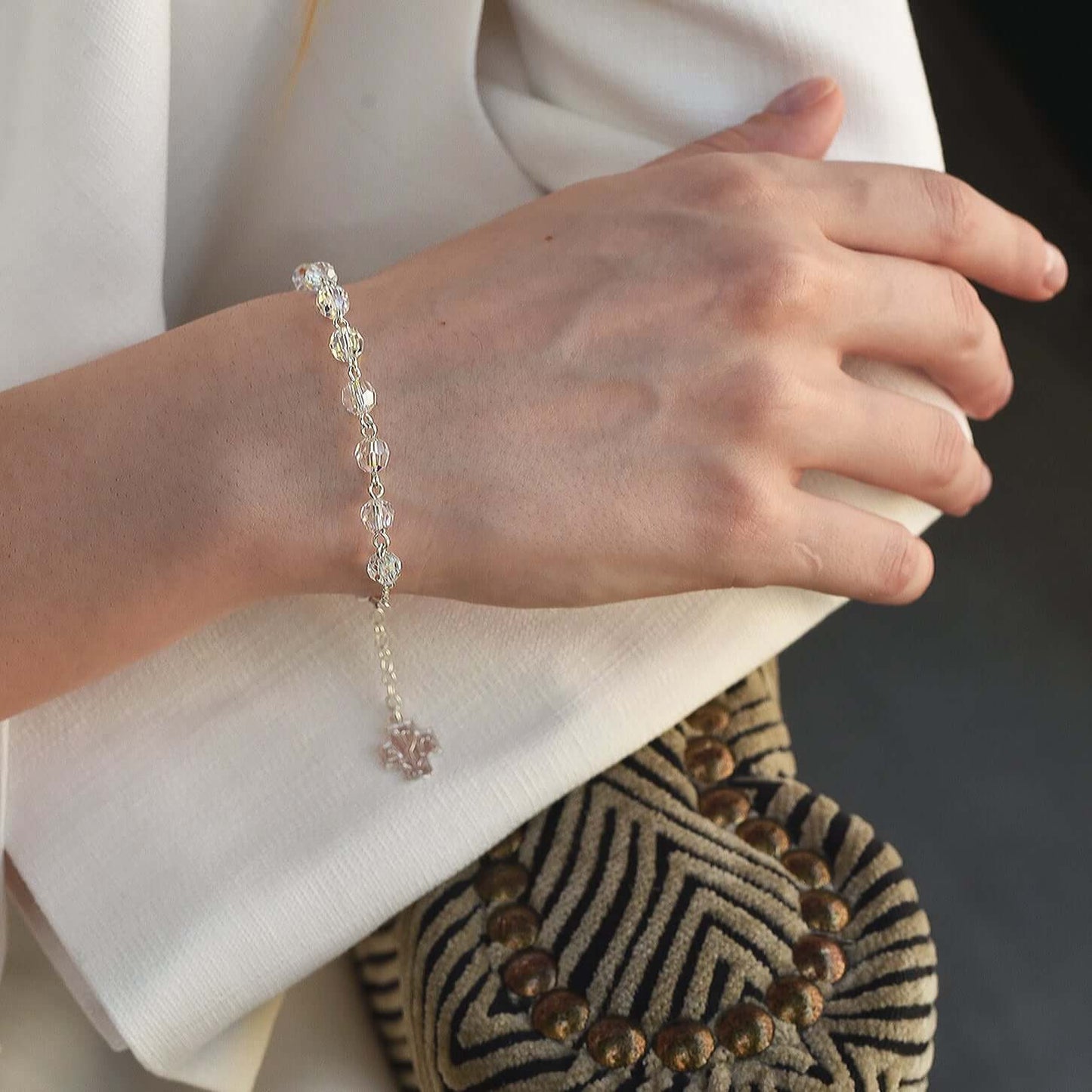 CRYSTAL BRACELET CHAPELET - ARGENT