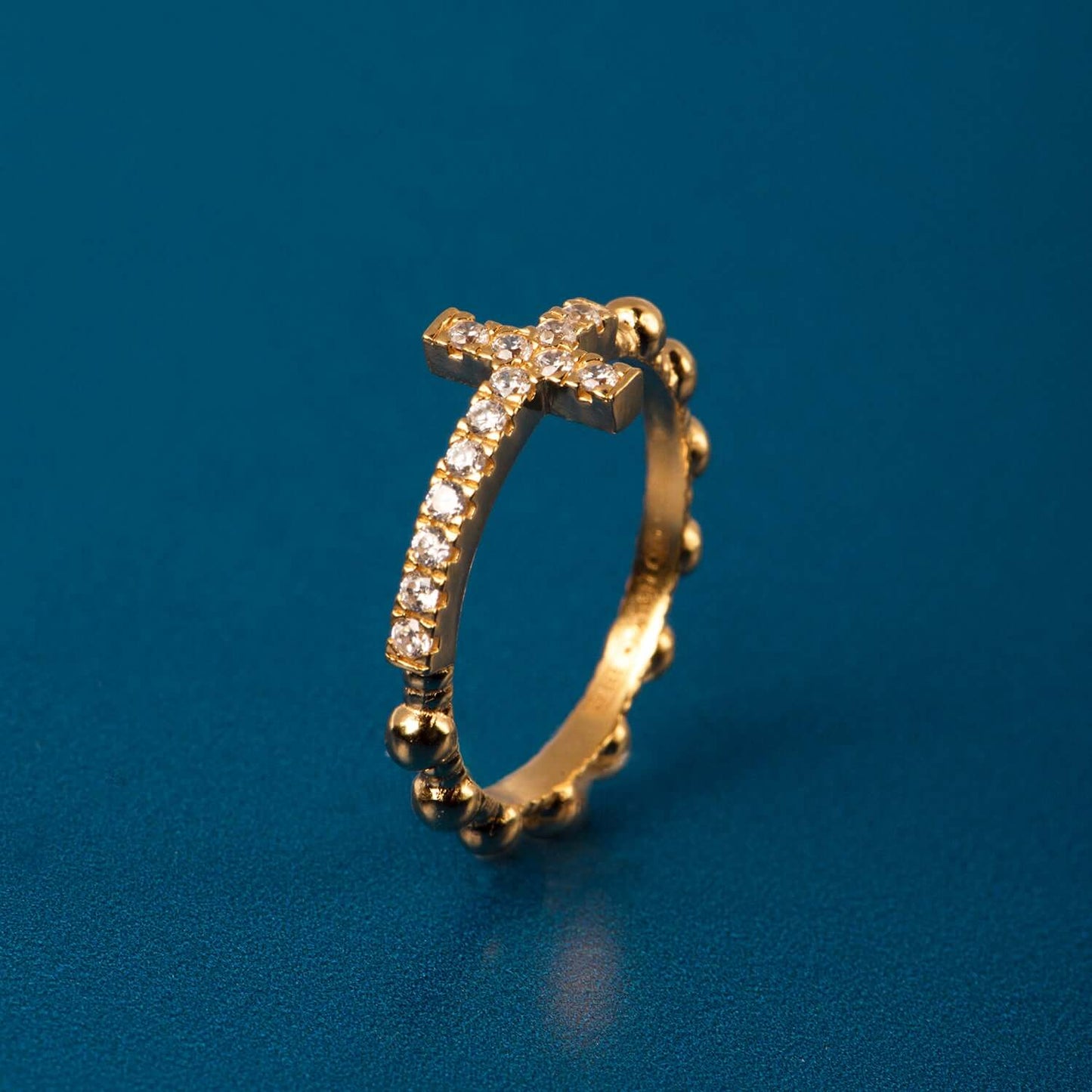 CHAPELET BAGUE AVEC CROIX - VERMEIL ARGENT ET ZIRCONIA