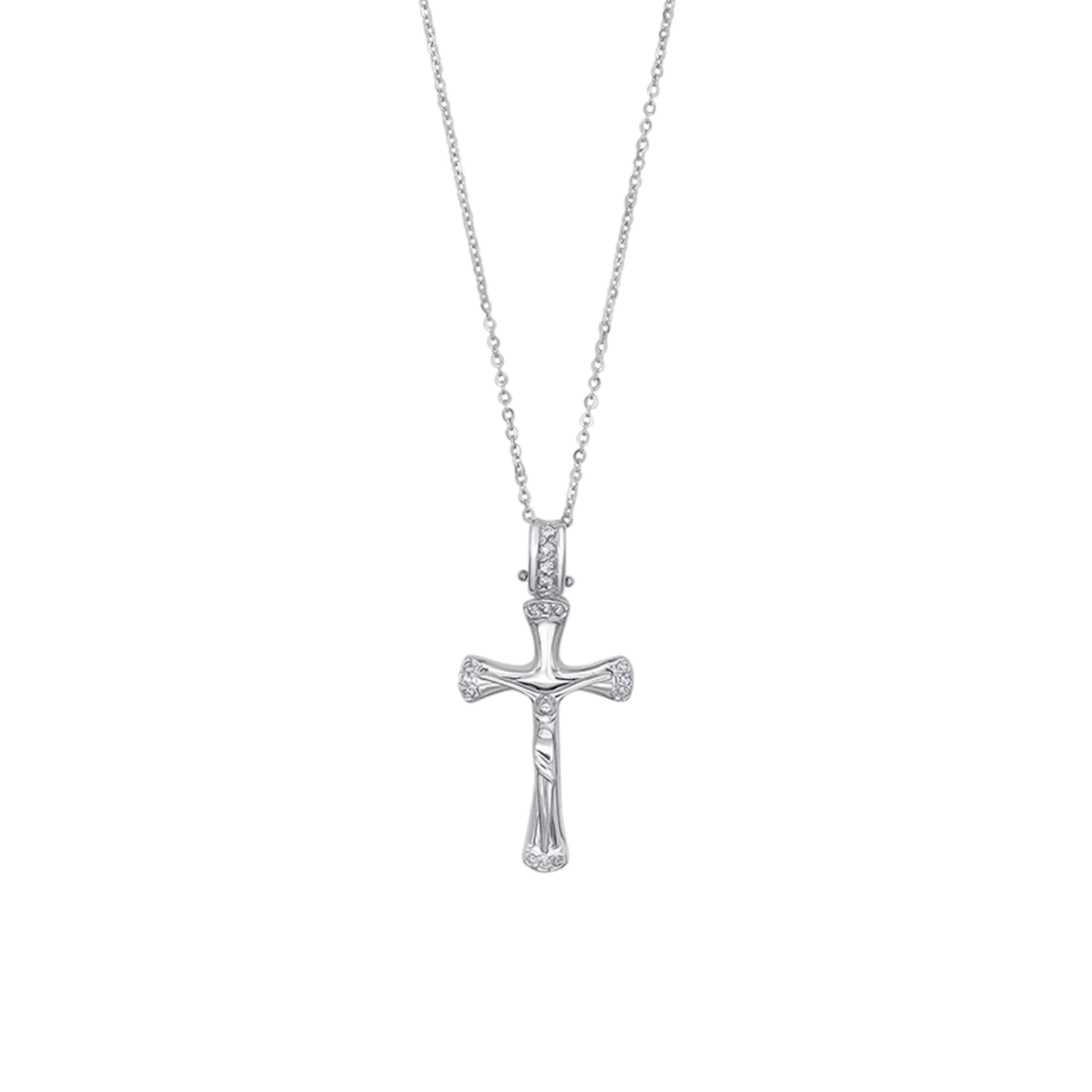 DIAMOND CRUCIFIX - COLLIER - BLANC OR