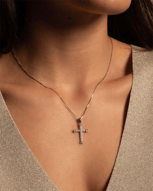 PENDENTIF CROIX - ARGENT ET ZIRCONIA