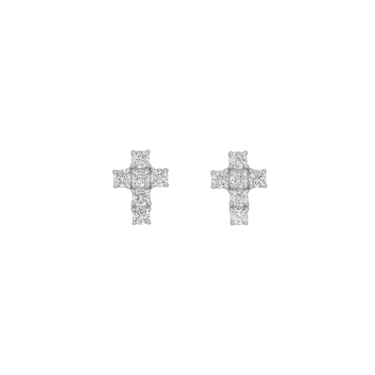 CROIX - BOUCLES D'OREILLES - ARGENT ET ZIRCONIA