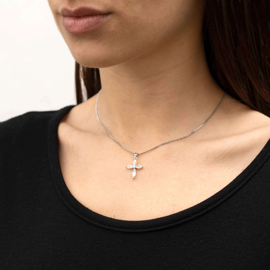 ZIRCONIA PENDENTIF CROIX - ARGENT