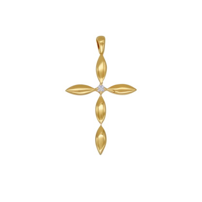 PENDENTIF CROIX - OR ET DIAMOND