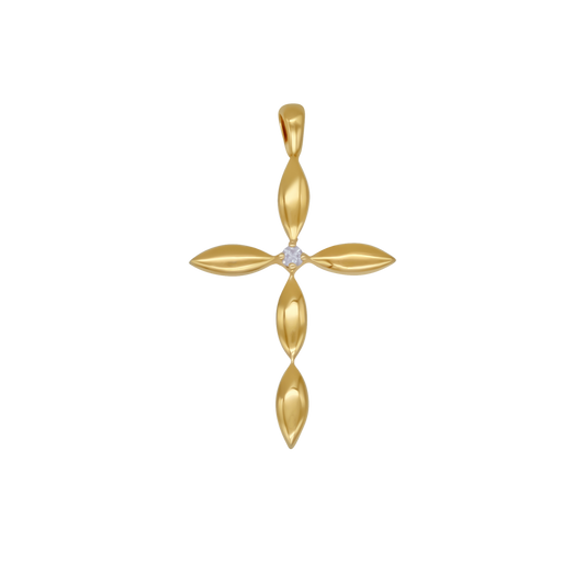 PENDENTIF CROIX - OR ET DIAMOND