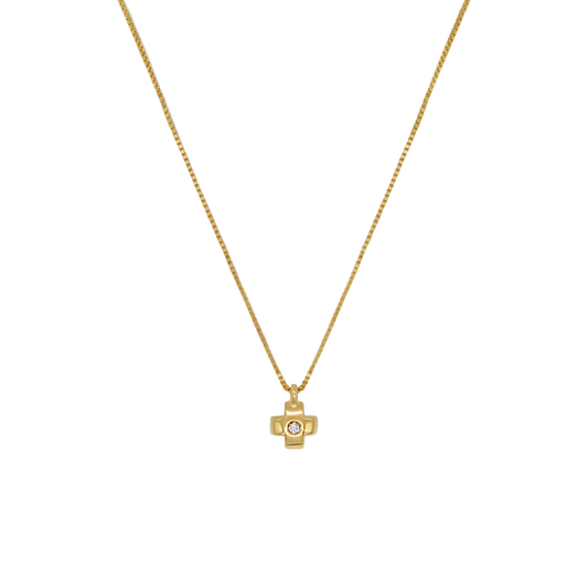 COLLIER CROIX - DIAMOND ET OR