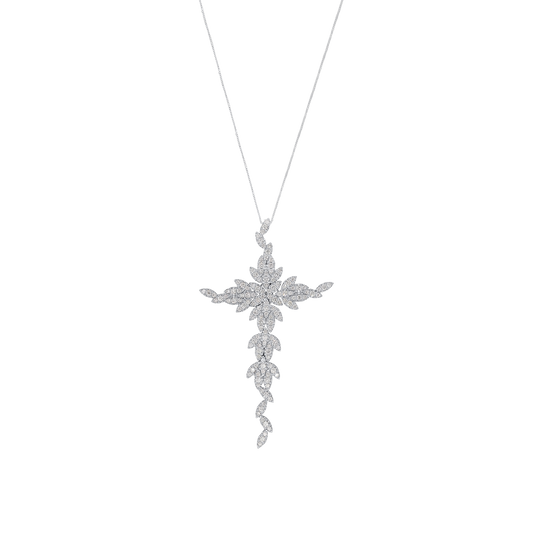 CROIX DIAMOND COLLIER - BLANC OR