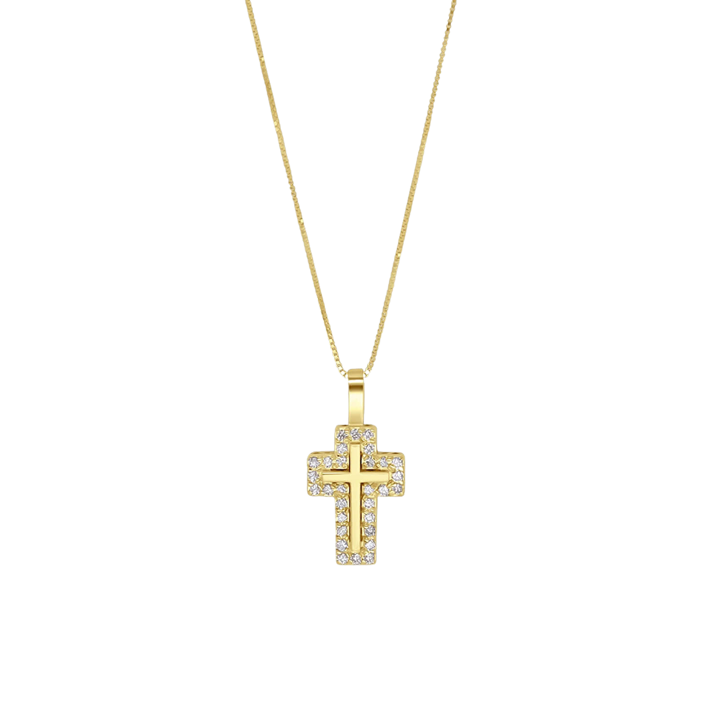 COLLIER CROIX - DIAMONDS ET OR