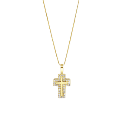 COLLIER CROIX - DIAMONDS ET OR
