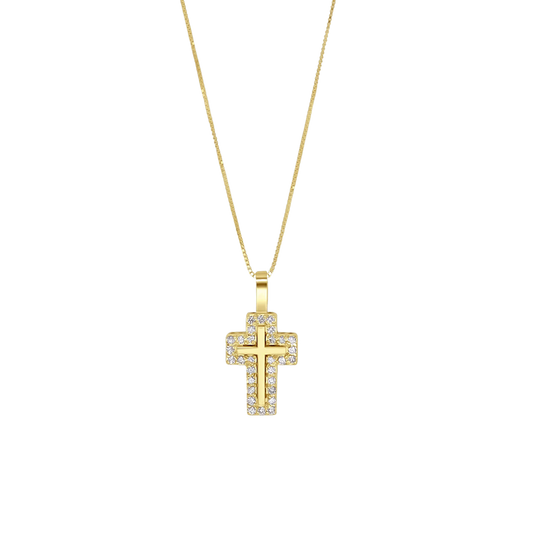 COLLIER CROIX - DIAMONDS ET OR