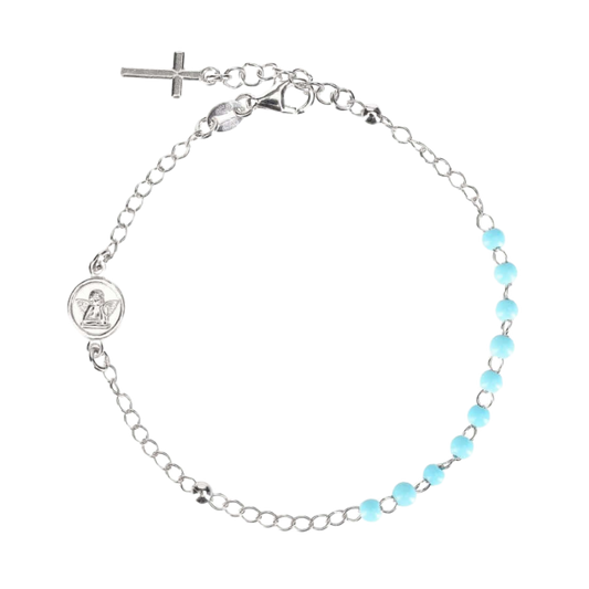 BABY BRACELET CHAPELET - ARGENT - BLUE