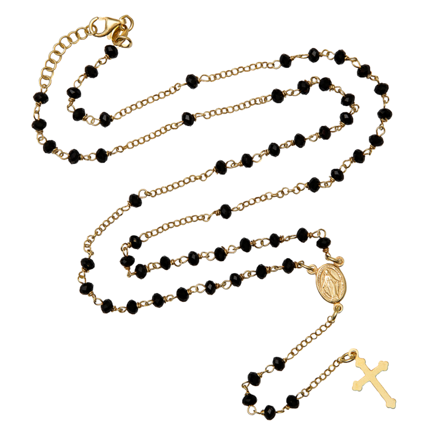 NOIR CRYSTAL COLLIER CHAPELET - VERMEIL ARGENT