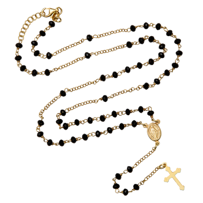 NOIR CRYSTAL COLLIER CHAPELET - VERMEIL ARGENT