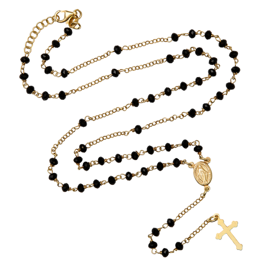 NOIR CRYSTAL COLLIER CHAPELET - VERMEIL ARGENT