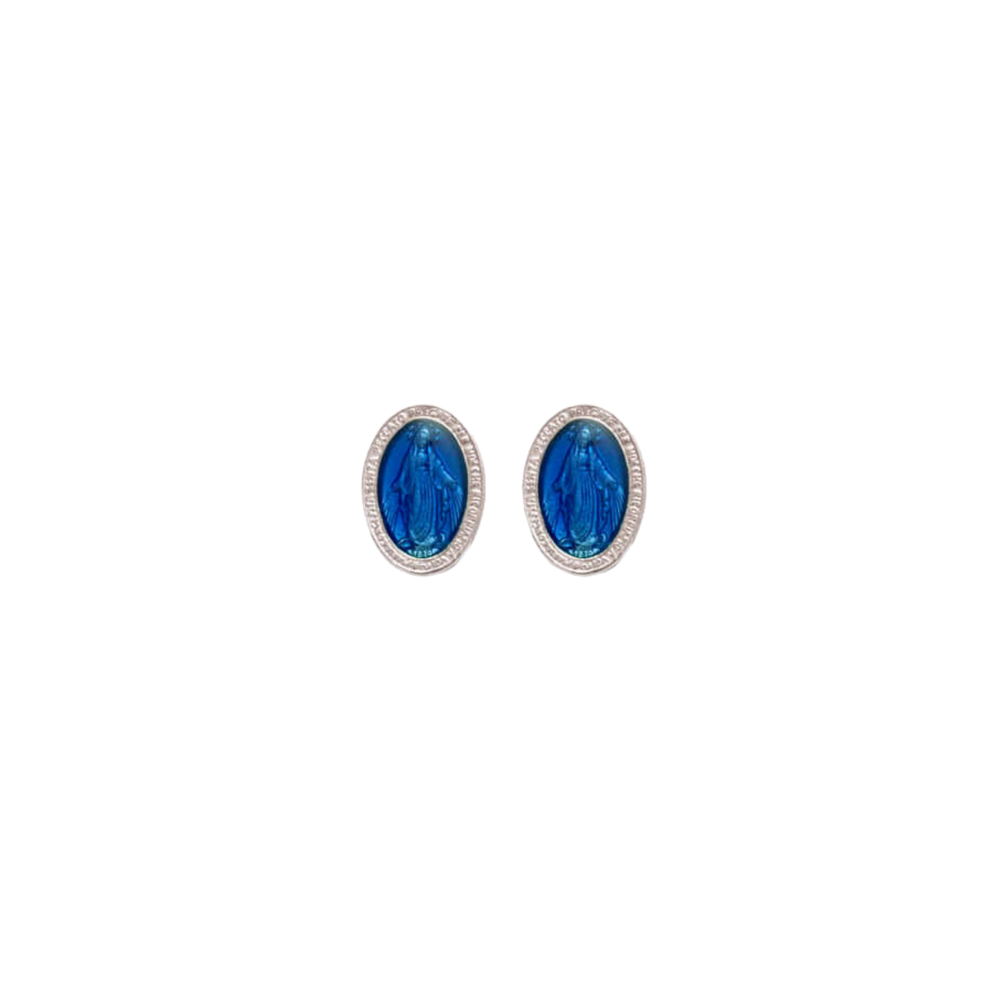 BLUE MIRACULOUS MÉDAILLE - STUD BOUCLES D'OREILLES - ARGENT