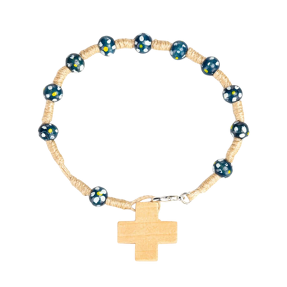 CHILDREN'S BRACELET CHAPELET - BOIS - BLUE