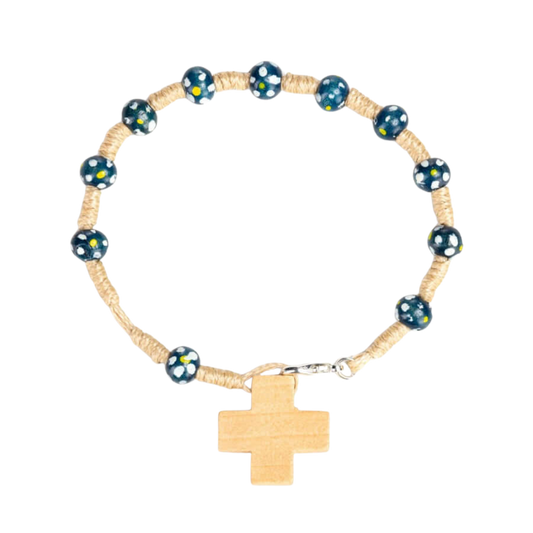 CHILDREN'S BRACELET CHAPELET - BOIS - BLUE