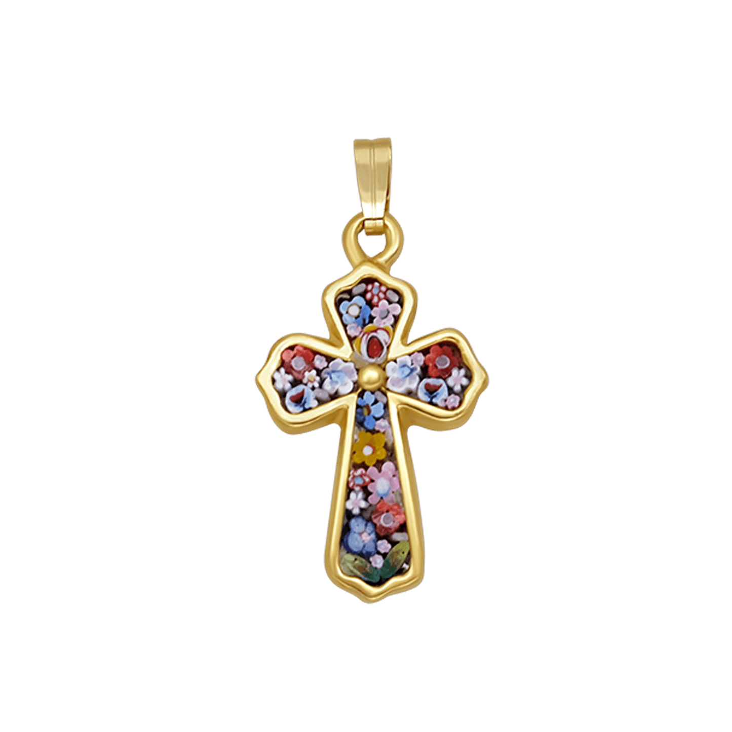 PENDENTIF CROIX - MICROMOSAIC BIJOUX - GOLDEN METAL
